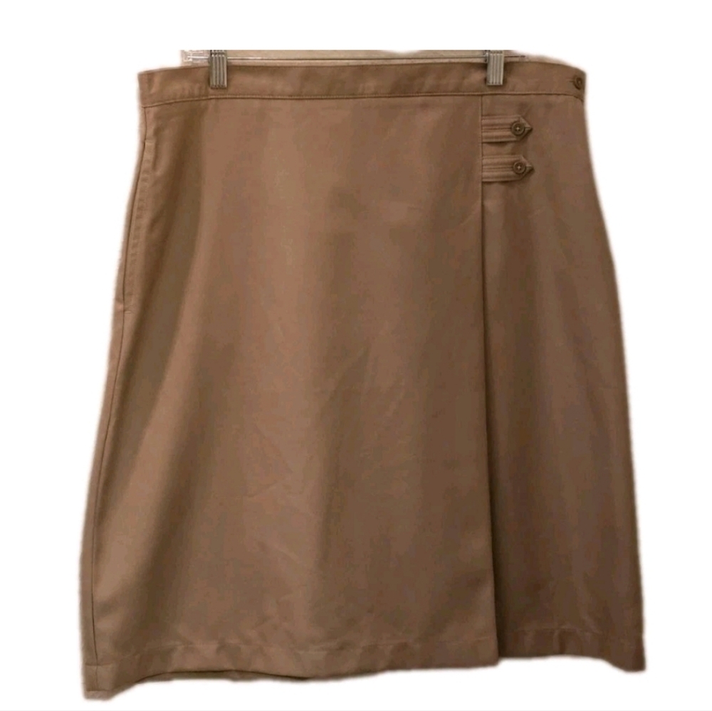 Lands End Skirt Adult Size 14 Khaki Beige A-Line Work Uniform Bottom Womens NWOT